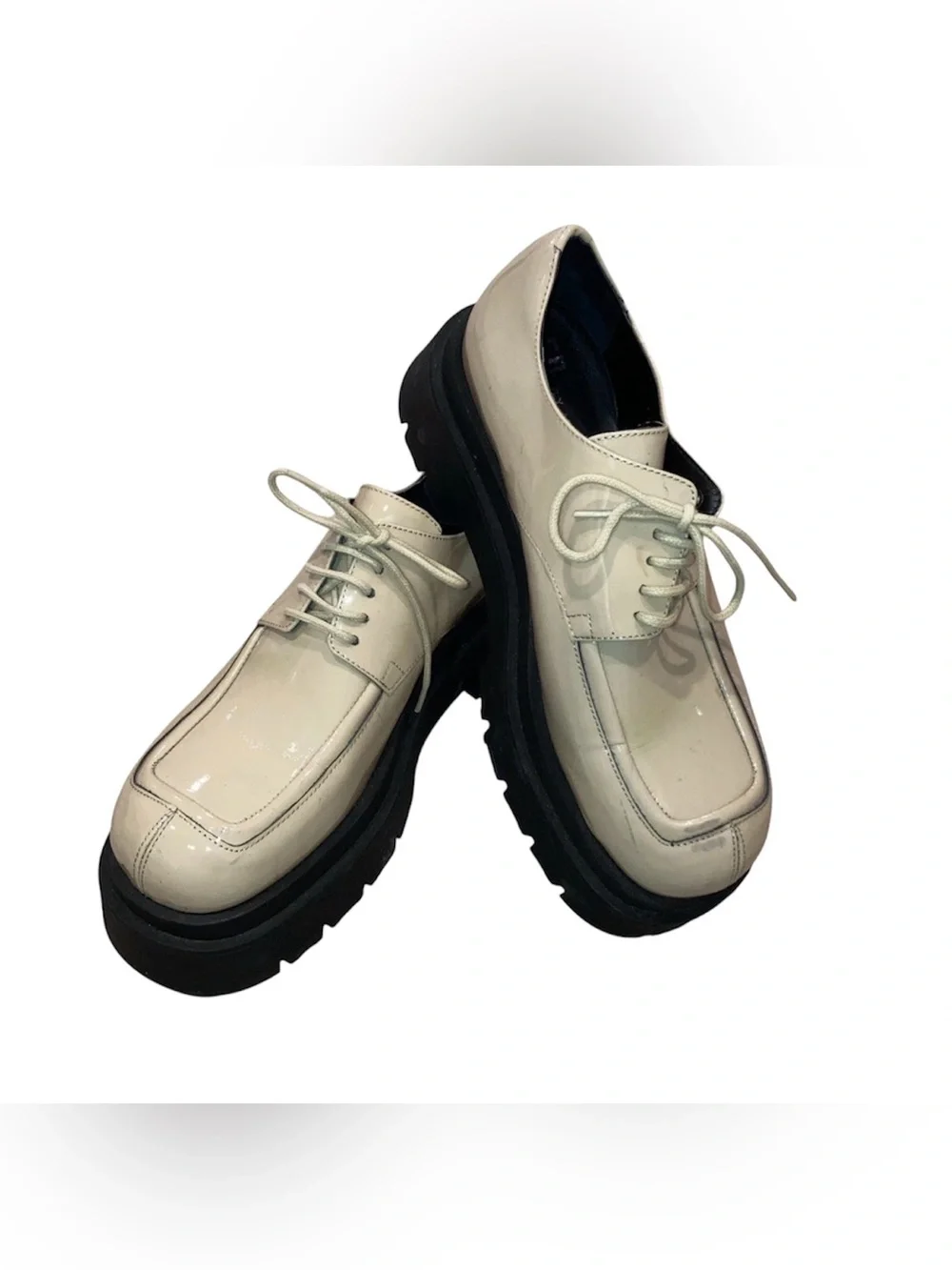 Miista Patent Leather Chunky Platform Oxfords Tan Black EU 39 US 8.5